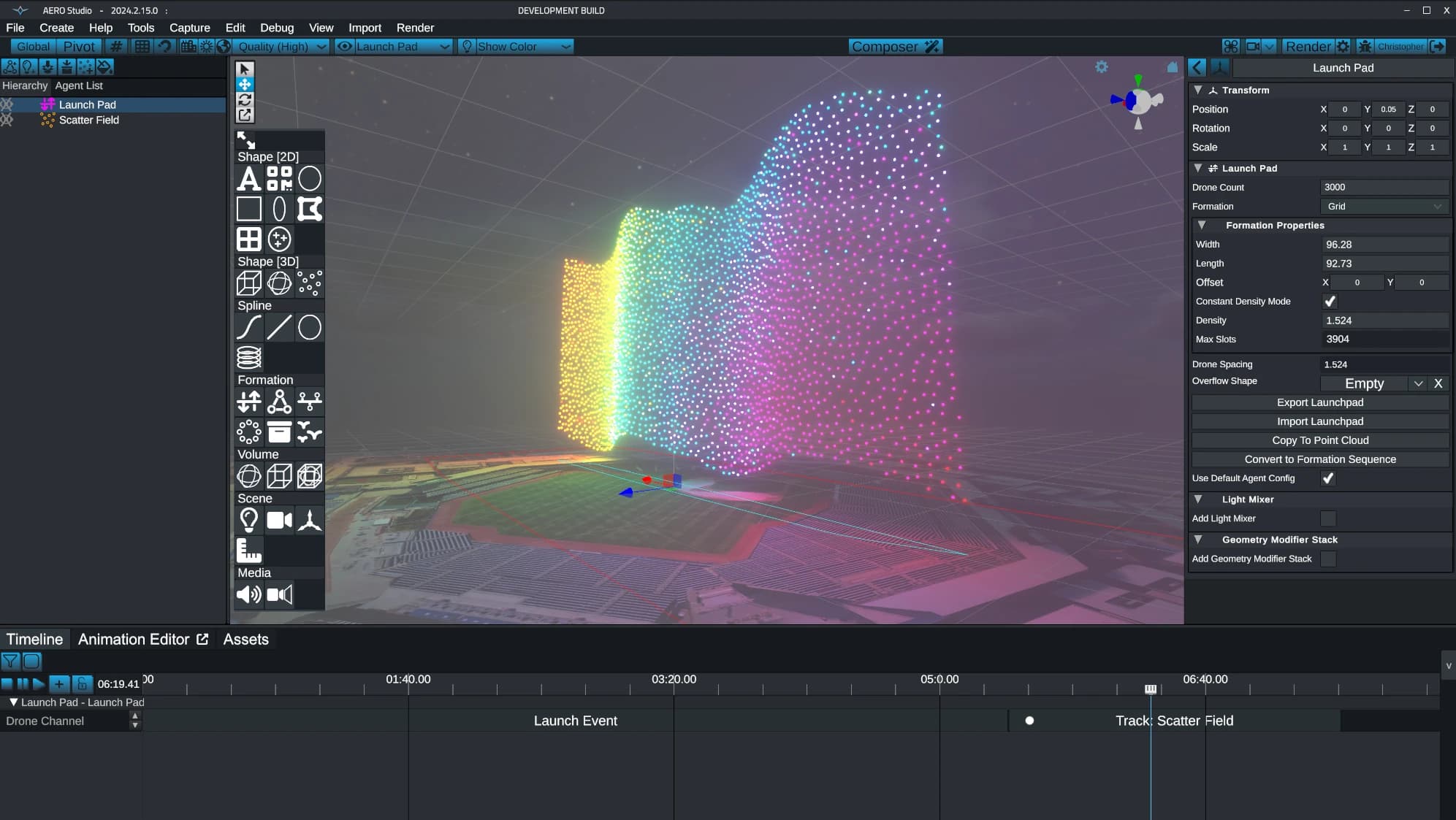 Screenshot of the Verge Aero drone show software Design Studio